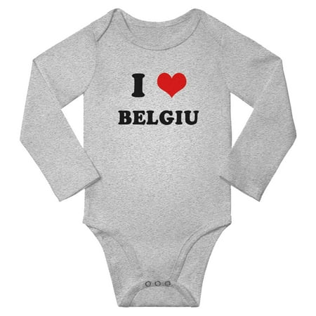 

I Heart Belgiu Love Belgiu Baby Long Jumpsuits Newborn Clothes (Gray 18-24 Months)