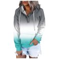 thumbnail image 2 of WEAIXIMIUNG Chandails en Molleton Courts pour Femmes Chandail à Capuchon Automne et Hiver Style de Rue Changeant Progressivement de Couleur Col à Boutons Poche Cordon de Serrage Chandail à Capuchon de Sport Décontracté (2), 2 of 5