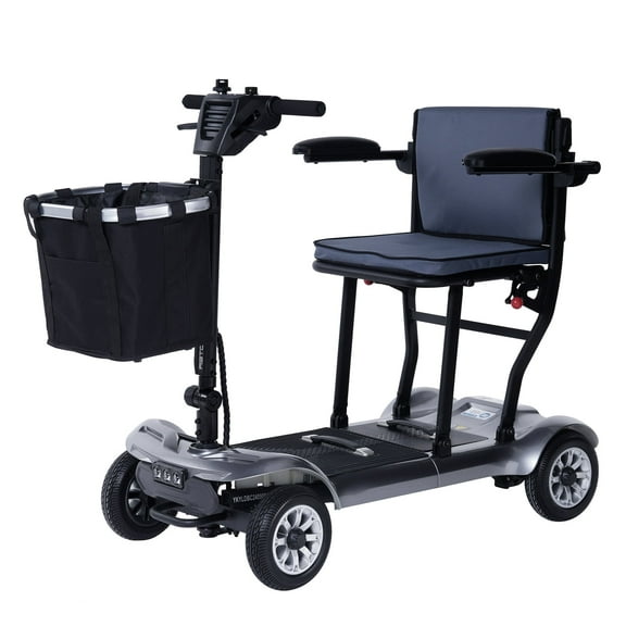 Ultra Lightweight Mobility Scooter for Adults, Electric Powered Mobility Scooter, 39.7 lbs Folding Design with 2 Lithium Batteries, All Terrain Travel up to 18.6 Miles Airline Approved-Grey