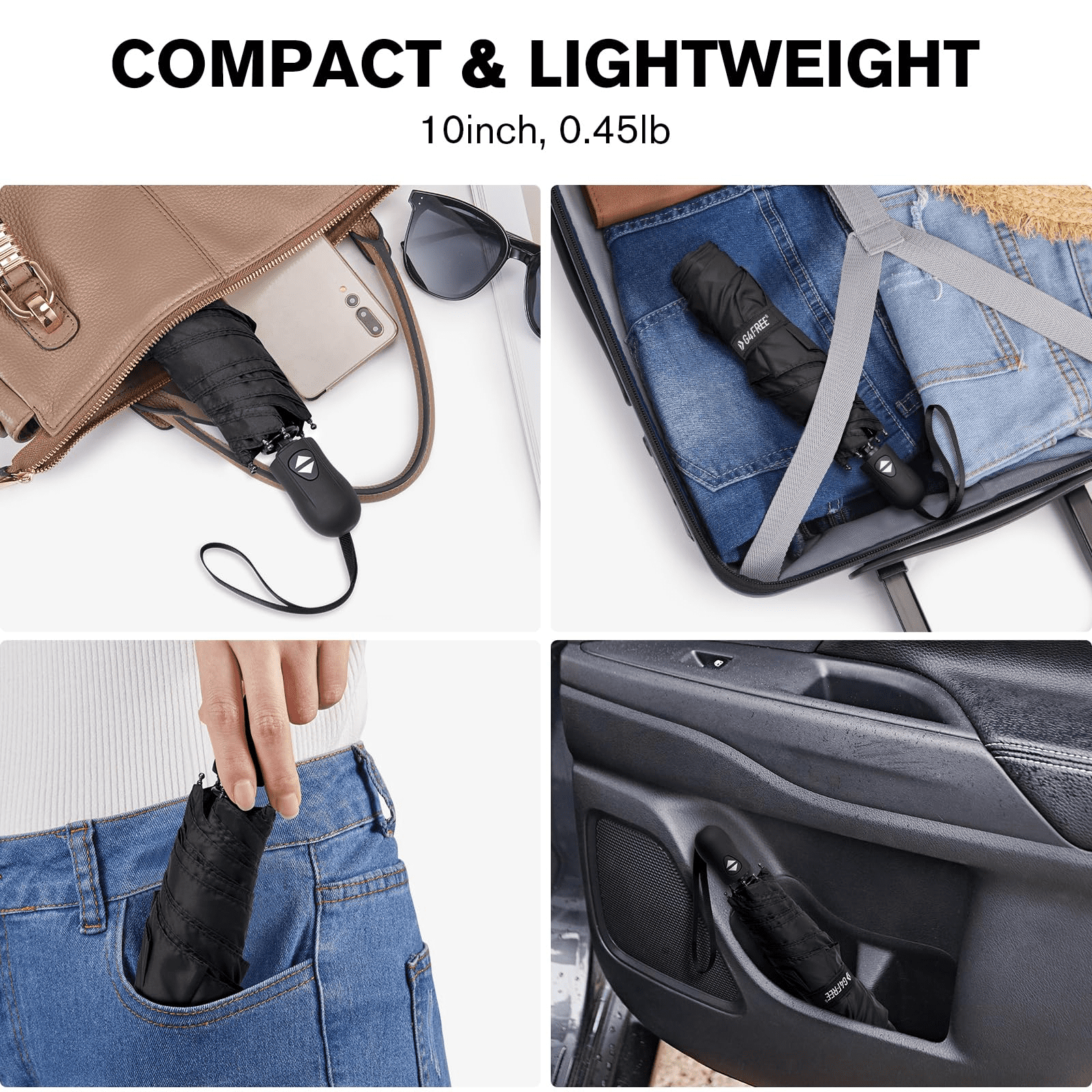 G4Free Travel Umbrella Ultralight UPF 50+ UV Protection Compact Umbrella Super Slim Small Mini Automatic Open and Close