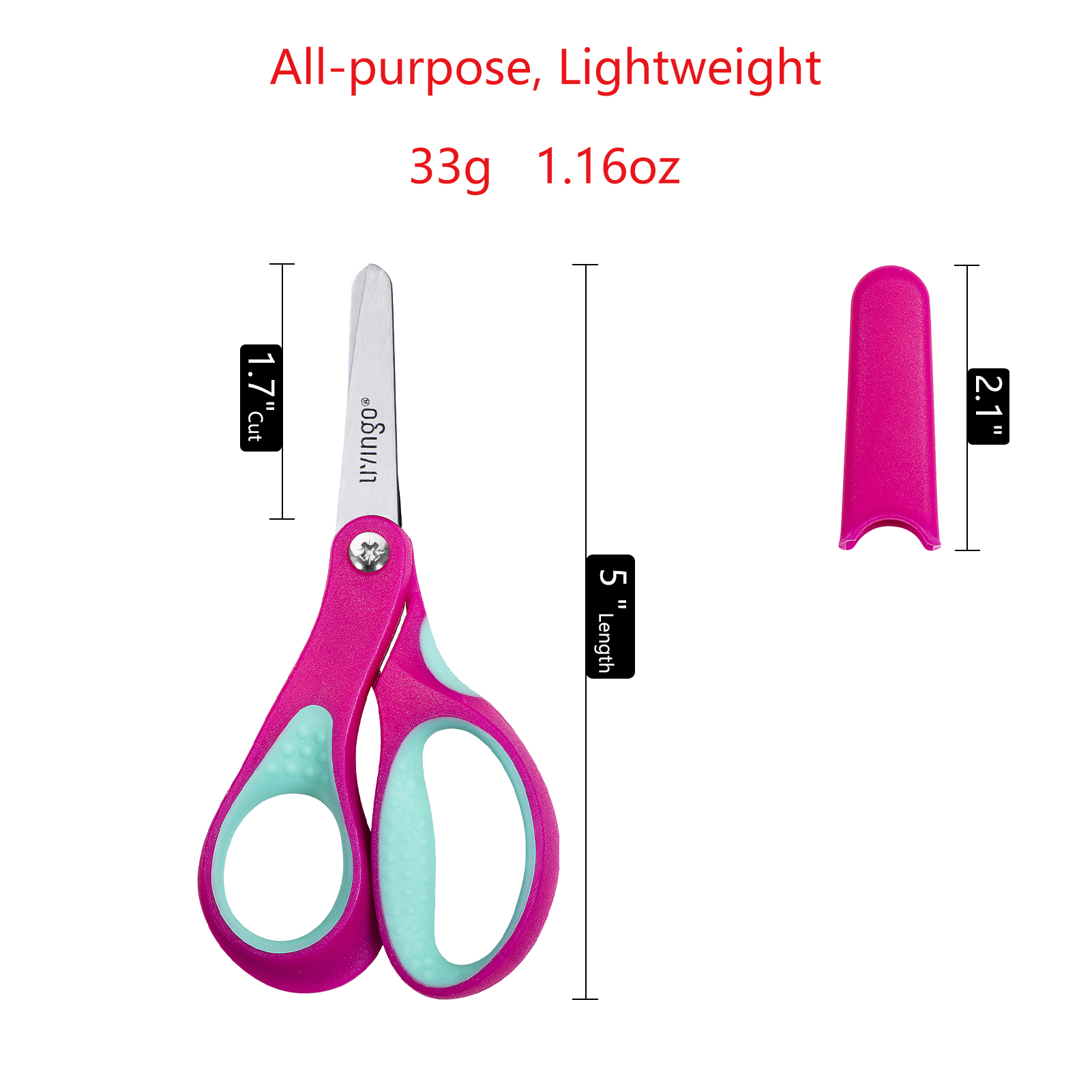 LIVINGO Left-Handed Safety Scissors 3-Pack, 5-Inch Blunt Tip photo 4