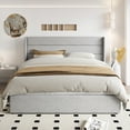thumbnail image 4 of Einfach King Size Lift up Platform Storage Bed Frame with Fabric Upholstered Wingback Panel Headboard, Light Gray, 4 of 10