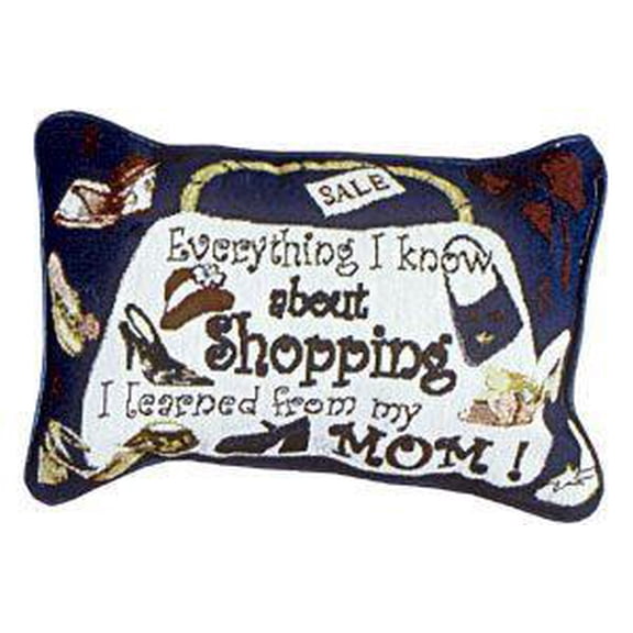 12" White and Blue Shopping Themed Tapestry Rectangular Throw Pillow
