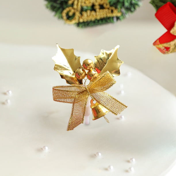 Mini árbol de Navidad artificial para mesa | Decoración navideña DIY para niñas con luces LED y adornos colgantes | Decoración navideña acrílica roja y verde para pasteles y exhibiciones festivas