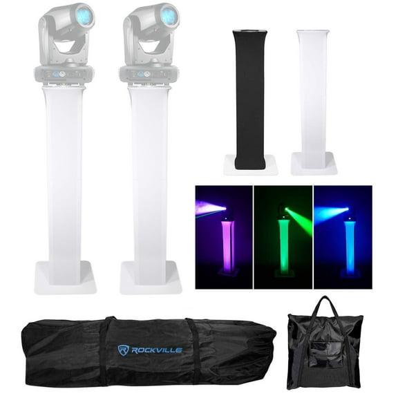 2) Totem Stands Black White Scrims For 2) American DJ Focus Spot Three Z Lights