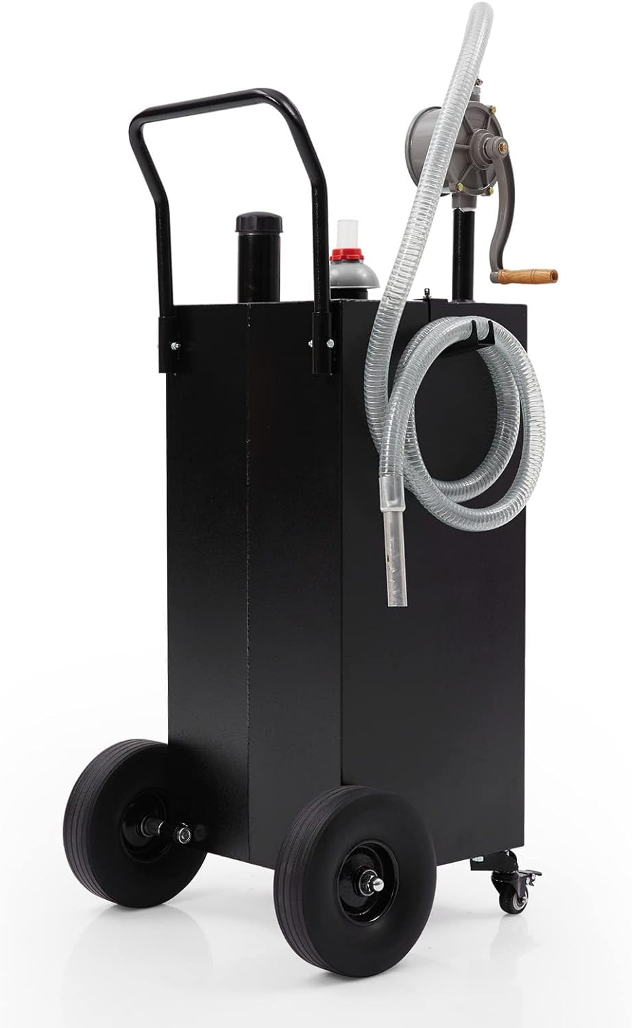 40 Gallon PortableCaddyStorage Tank Large Hand Siphon Pump with Rolling FlatSolid Rubber Wheels for Boat, ATV, Car, Motorcycle