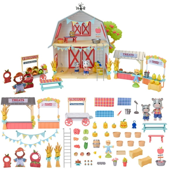 Honey Bee Acres Harvest Festival, Doll Playset with Mini Figures, 62 Pieces, Children Ages 3