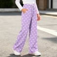 thumbnail image 6 of LangJing Girls Polka Dot Printed Fleece Sweatpants Youth Kids Elastic Waist Casual Drawstring Wide Leg Pants, 5-15Years, 6 of 7