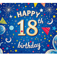 thumbnail image 4 of Blue Themed 18th Birthday Banner with Star Balloon and Firework Elements Backdrop Decor for Birthday Party Photography Props Decoration Happy Birthday Celebrations, 4 of 8