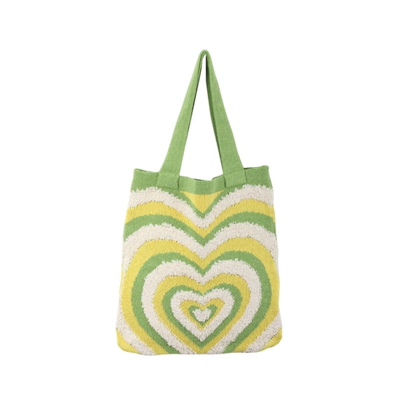 Vikakiooze Love Heart Arrange Dough Twists Knitted Tote Bag Women Knitting Wool Handbag Purse Winter Warm Shoulder Bags