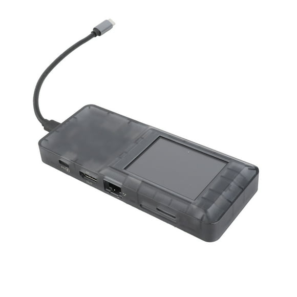 Docking Station, 8 in 1 USB C Hub Plug and Play 100W Power Delivery HD 4K Output with LCD Display for Travel