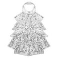 thumbnail image 2 of YONGHS Kids Girls Halter Shiny Ballet Leotard Dress Latin Tango Jazz Dancewear 4-16 Silver 14, 2 of 7