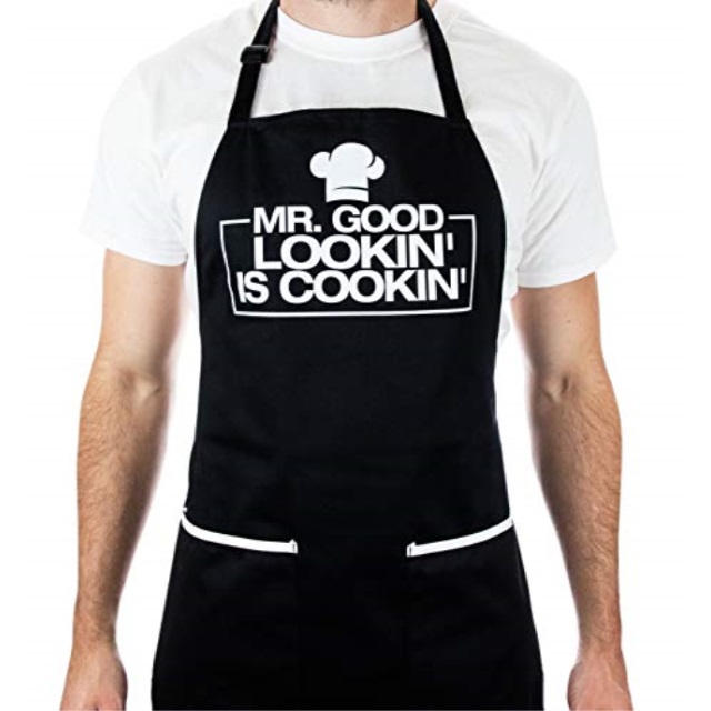 funny apron for men mr. good looking is cooking bbq grill apron for