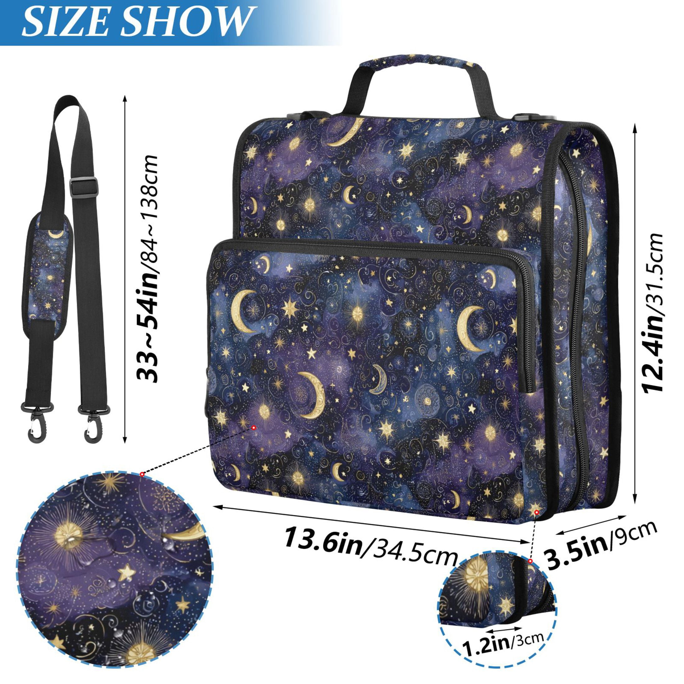 Zipper Binder Beautiful Starry Sky 1.5 Inch Binder Folder Bag with Shoulder Strap and Handle