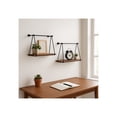thumbnail image 3 of Minimalist Wall Mounted Storage Organizer for Home Decor - Modern Hanging Swing Style Metal & Wood Storage for Office Styling - Refined Wall Shelves for Display - Set of 2, 14", 12", Brown & Black, 3 of 11