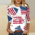 thumbnail image 2 of GERsome Womens American Flag T Shirts 4th of July Patriotic Tops Crewneck 3/4 Sleeve Graphic Shirts Loose Fit USA Veteran Summer Tees S-2XL, 2 of 5
