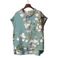 thumbnail image 4 of Blue Womens Blouses Cute Tops for Women Collar Non Sleeve Linen Shirts Plus Size Floral Blouses Casual Summer Clothes Summer Tops for Women, 4 of 4