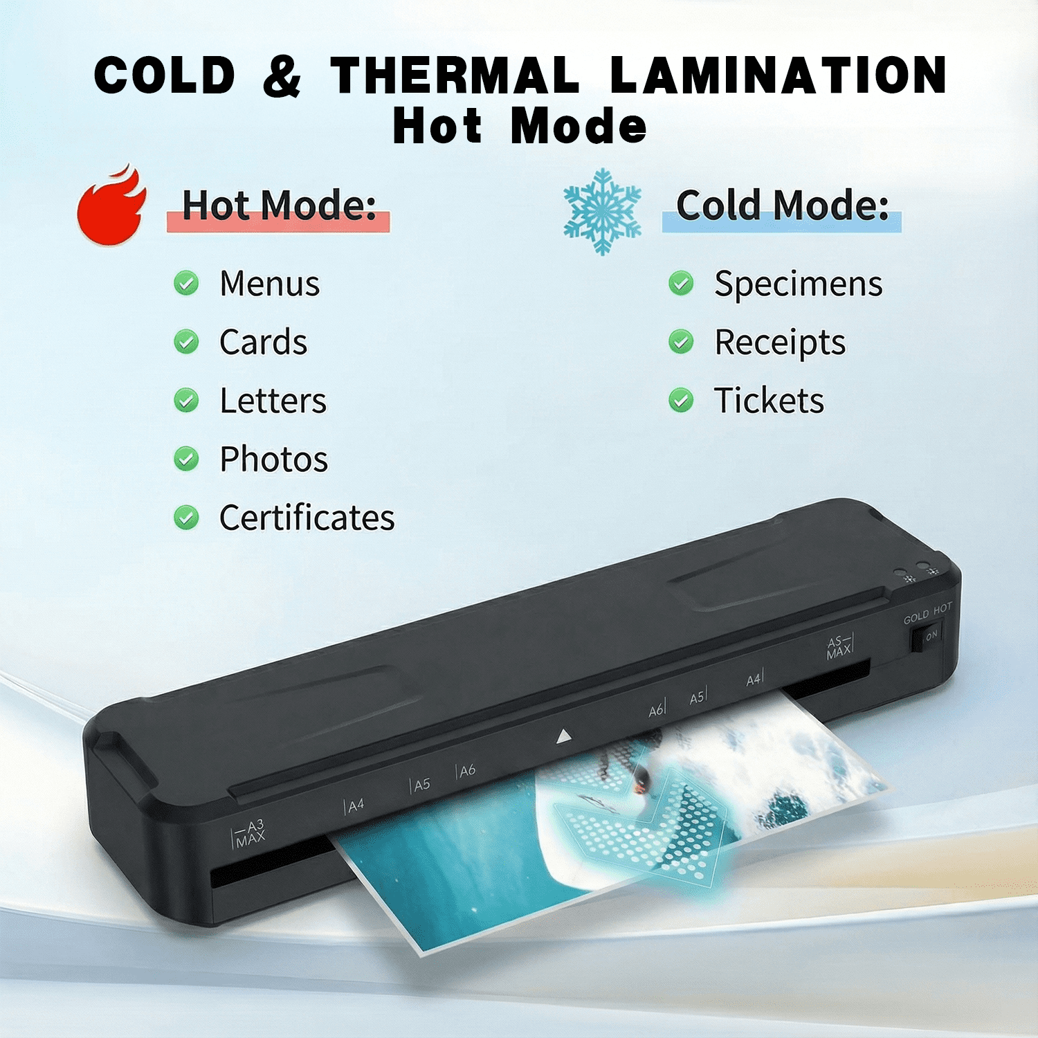 Laminator Machine,13 Inch Cold Thermal Laminators with Laminating Sheets,A3 Personal Laminators for Home Office School