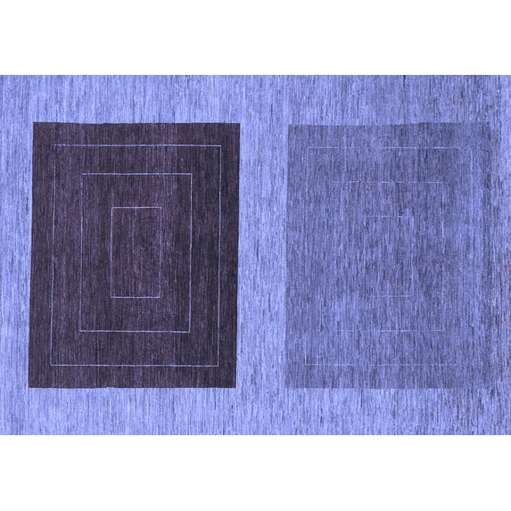 Ahgly Company Machine Washable Indoor Rectangle Abstract Blue Modern Area Rugs, 5' x 8'