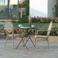 thumbnail image 3 of Emma + Oliver Set of Two Indoor/Outdoor Stacking Thonet Bistro Style Chairs with Arms, Natural & White PE Rattan Seat and Lt Nat Bamboo Metal Frame, 3 of 16