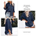 thumbnail image 4 of Blusa de manga larga, cuello en V para mujer, satén con cuello vuelto, camisa con cuello vuelto, compacta y ligera, 4 of 6