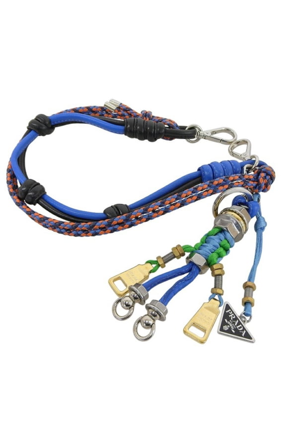 Pre-Owned Prada Robot Popstring Bag Charm - Leather, Metal Blue, Black, Orange, Green