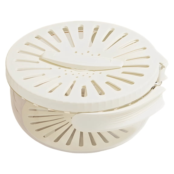 Small Fruit Vegetable Draining Basket with Lid, Double Layer Plastic Kitchen Colander Sieve, Space-Saving Food Strainer Storage Container for Refrigerator, White
