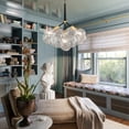 thumbnail image 3 of RRTYO 3-Light Modern Glam Sputnik Cluster Glass Globe Bubble Chandelier with 9 Clear Glass Globe Shade Black, 3 of 5