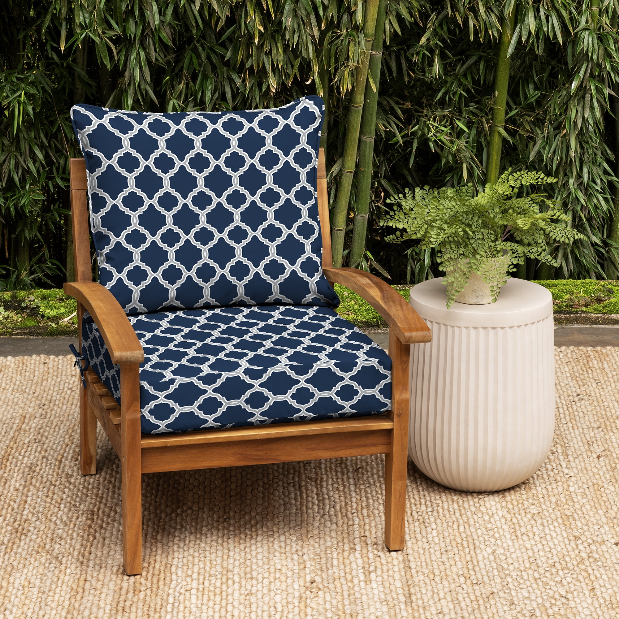 ARDEN earthFIBER Outdoor Foam Deep Seat Cushion Set, 24 in x 24 in, Weather-Resistant, Sapphire Blue Garden Trellis