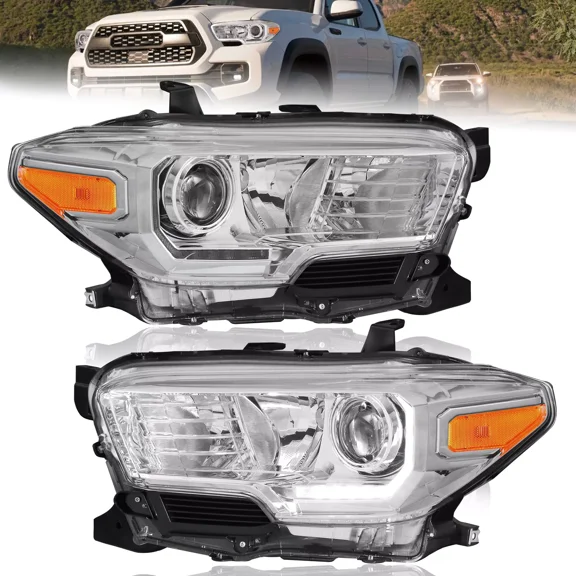 MOSTPLUS Headlights for 2016-2021 Toyota Tacoma w/ LED DRL Projector Halogen Headlights