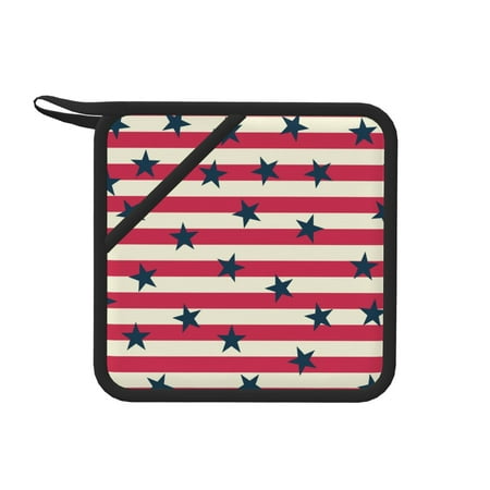 

1 Pc Silicone Anti-Hot Hot Pads Oven Mitts Heat Resistant Pot Holders With Pockets Non Slip Oven Glove Potholder For Kitchen Cooking Bbq Baking 7.1in Seamless Pattern Usa Flag