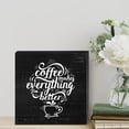 thumbnail image 3 of Zomyto 7x7 IN Funny Coffee Wooden Box Sign Desk Decor Coffee Makes Everything Better Quote Wood Block Plaque, 3 of 4