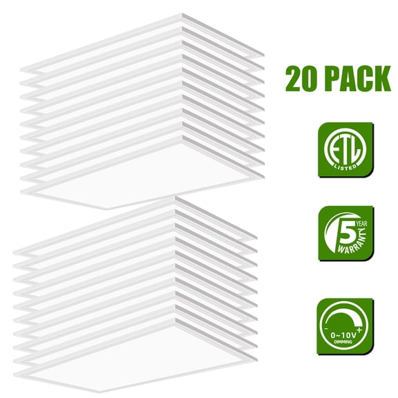 Seuron 2x4 ft LED Panel Light Fixtures,20 Pack,5000k White,7800lm,Drop Ceiling Light ETL Certificated