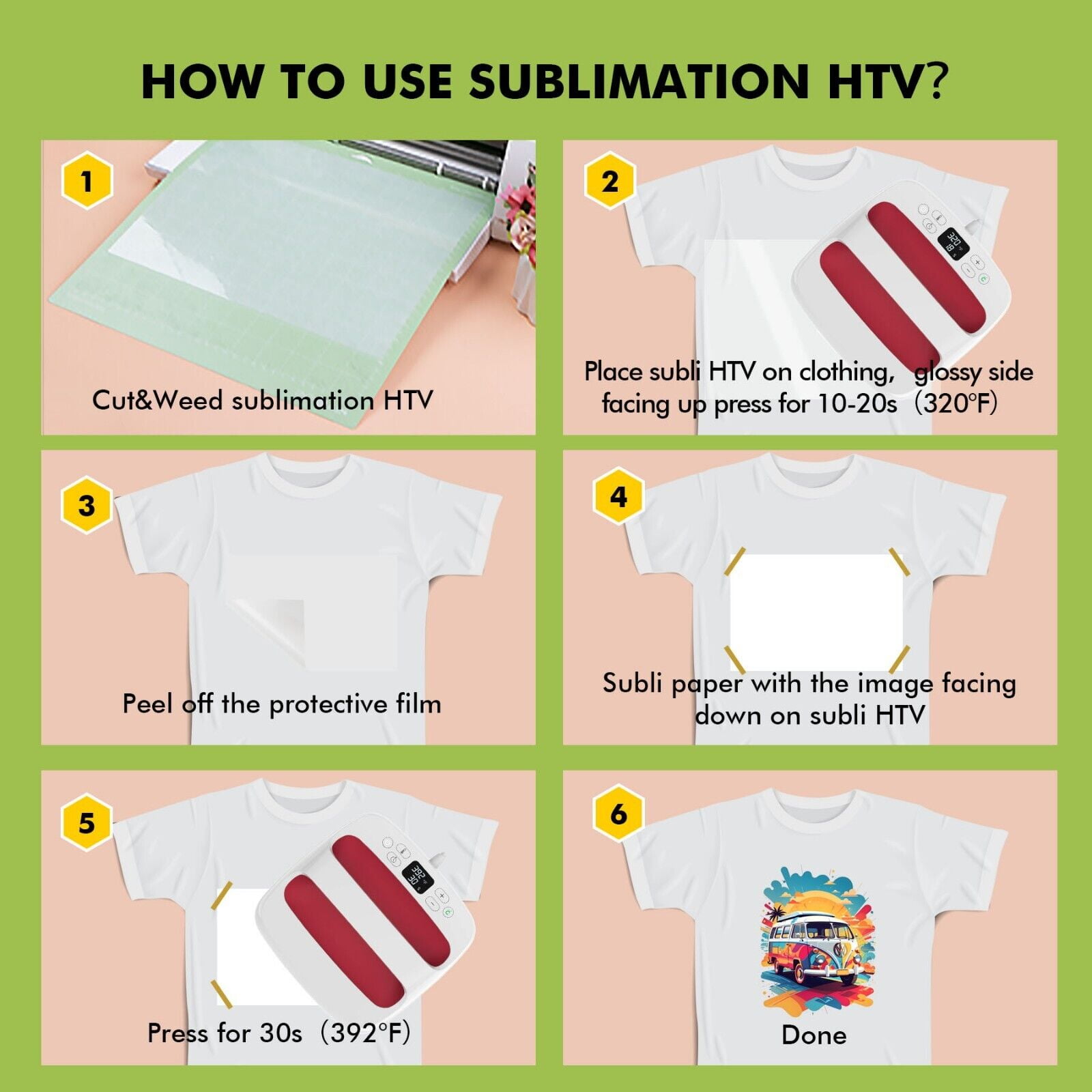 A-SUB Sublimation HTV Vinyl Roll 12"x 20FT Matte Transparent Sublimation HTV Vinyl Clear Iron-on Heat Transfer for Light Cotton