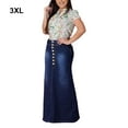 thumbnail image 4 of Flattering Denim Skirt For Women - Comfortable Fit Button Washed Denim Long Denim Skirt Skirts For Women Long Jean Skirt Romantic Look Maxi Skirt - Long Denim Skirt For Women Button Washed Denim Skir, 4 of 7