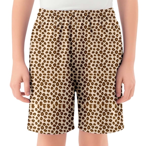 IWRICH Girls Leopard Print Shorts Casual Elastic Waist Shorts Wide Leg Cute Summer Short Pants,Size 2-14 Years Khaki 160