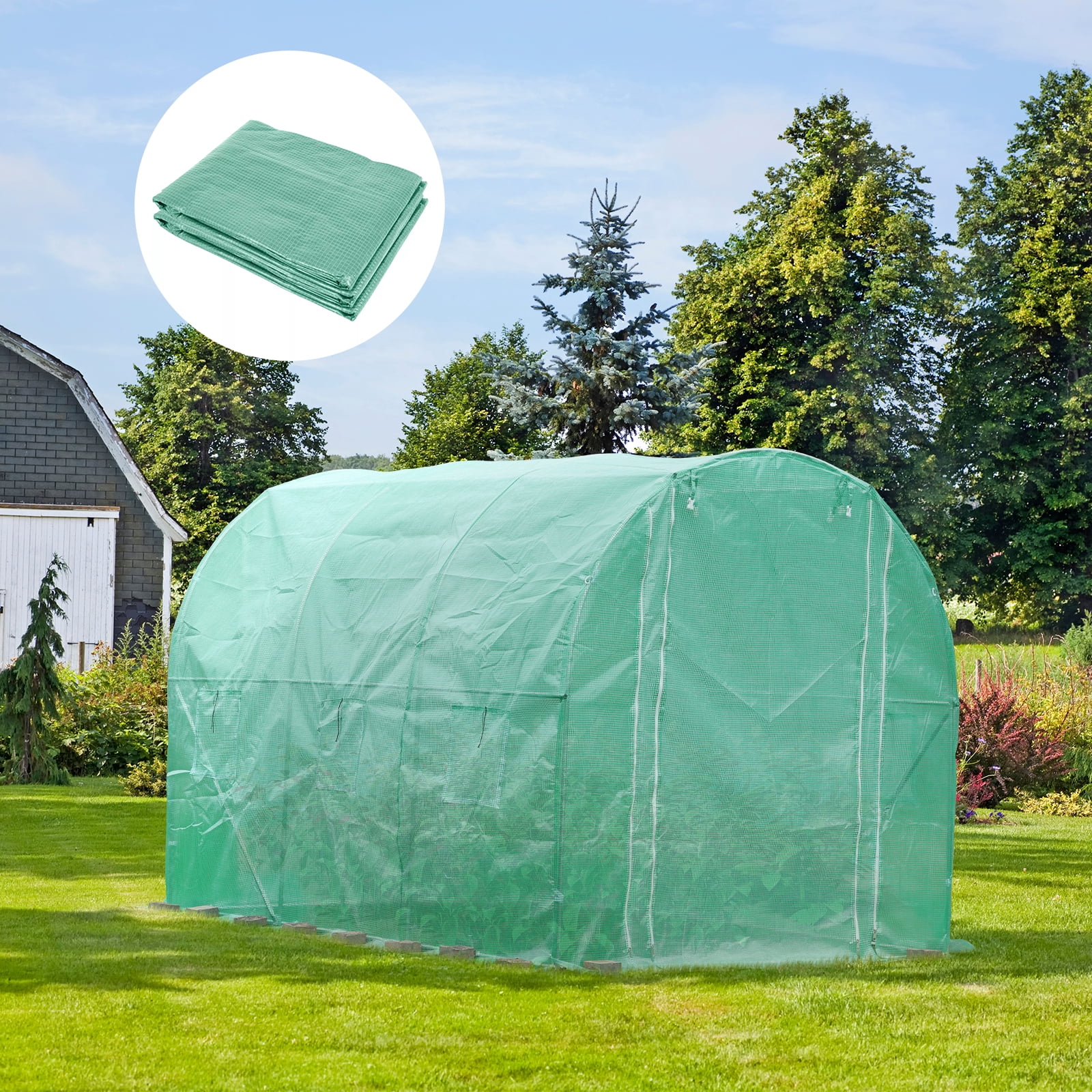 Aoodor Walk-in Tunnel Greenhouse Replacement Cover 10'X7'X7' Large Outdoor Plant Gardening Greenhouse Spare Parts Cover (Frame NOT Included)