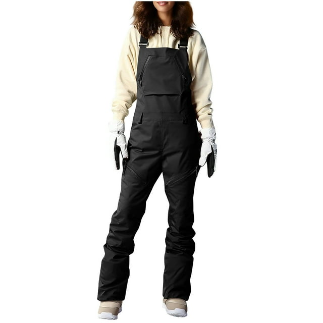 FRSASU Salopettes de Neige Femmes Imperméables Salopettes de Planche à Neige Coupe-Vent Plein Air Randonnée Chaudes Pantalon de Ski d'Hiver Combinaison de Neige Isolée Noir m(m)