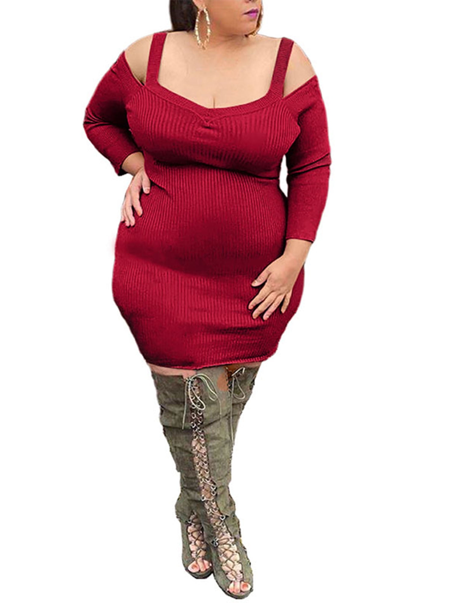 Plus size red club dress Clearance