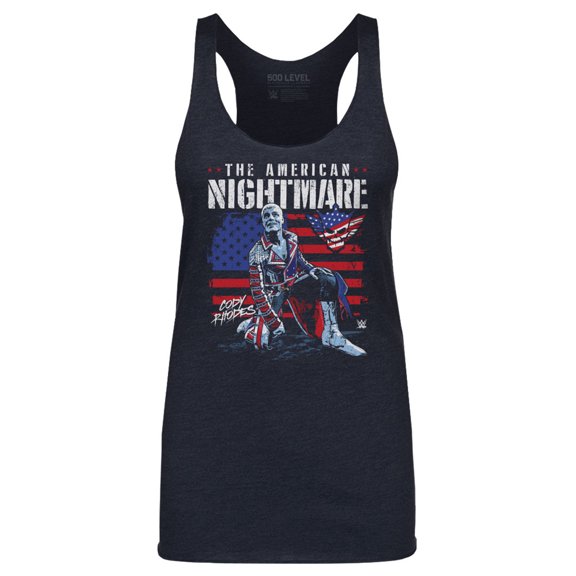 Women's 500 Level Heather Navy Cody Rhodes American Flag Tri-Blend Tank Top