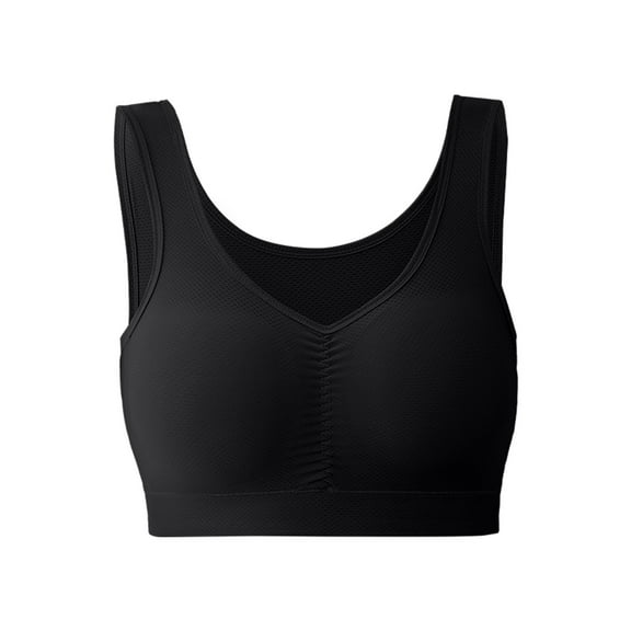 Yyeselk Sleep Bras for Women Comfort Seamless Wireless Stretchy Sports Bra Plus Size Full Coverage Breathable Yoga Bras Soft No Underwire Everyday T Shirt Bra Black XXL