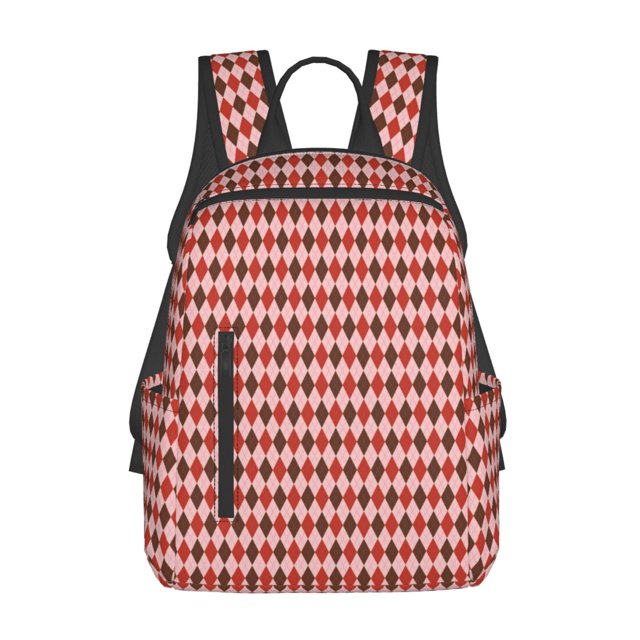 Disketp Red and Brown Squares Mochila Ligera e Impermeable, Mochila de Día Resistente para Viajes, Senderismo y Uso Diario para Hombre y Mujer