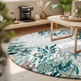 thumbnail image 3 of Round Area Rugs 5Ft, Coastal Green Seaweed Non-Slip Washable Circle Rugs Carpet, Summer Beach Coral Starfish Retro Indoor Outdoor Rug Floor Mats Throw Runner for Bedroom Living Room Bathroom, 3 of 8