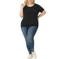 thumbnail image 2 of Agnes Orinda Women's Plus Size Knit Shirts Short Sleeve Round Neck Casual Top, 2 of 5
