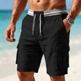 thumbnail image 2 of Ihhxva Men's Casual Shorts Elastic Waist 5" Inseam Solid Color Multi-Pockets Bermuda Shorts Summer Outdoor Vacation Shorts - Black L, 2 of 6