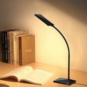 Topesel Dimmable LED Desk Lamp with USB Charge Port Touch Control Eye-Caring Adjustable Gooseneck Memory Function Table Lamp for Home Office Bedroom Nightstand-Black