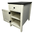 thumbnail image 6 of Tcbosik Farmhouse Side Table with Charging Station, 13.7 inch Small Nightstand with Barn Door and Storage Drawer, End Table with Shelf for Living Room, Bedroom, White & Black, 6 of 10