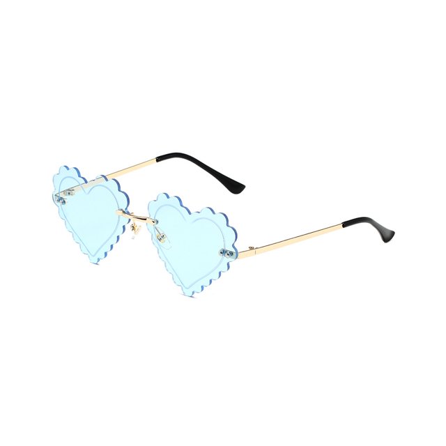 Sonducket Gafas de sol en forma de corazón Senderismo Viajes Gafas de protección solar Fiesta Banquete Gafas Gafas plegables Regalo Oro Azul Type3 NO3