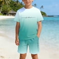 thumbnail image 2 of RTKFRFLM Kids Shorts Set Summer Letter Gradient Short Sleeve T-Shirt and Athletic Shorts 2-Piece Activewear 4-14Y, 2 of 5