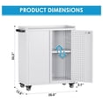 thumbnail image 2 of 34.3" H Garage Storage Cabinet with Wheels,Lockable Metal Storage Cabinet with 2 Doors for Garage Home Office Storage,White,Assembly Required, 2 of 8